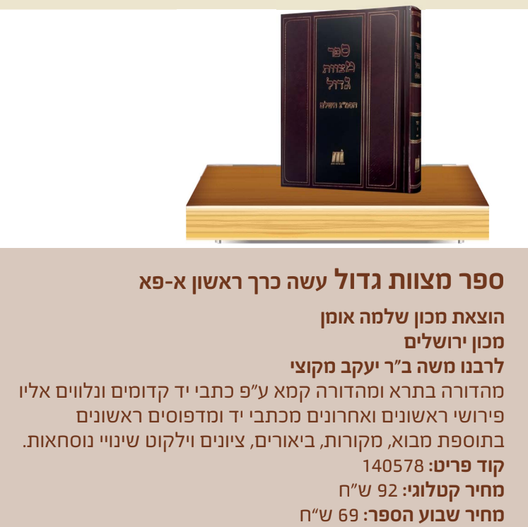 Read more about the article סמ"ג – עשה כרך א' / רבנו משה מקוצי